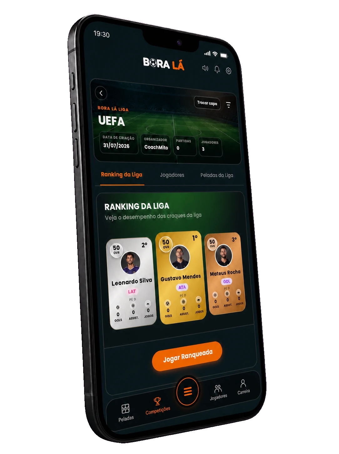 Ranking de uma liga no Bora Lá